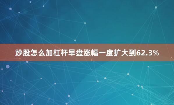 炒股怎么加杠杆早盘涨幅一度扩大到62.3%